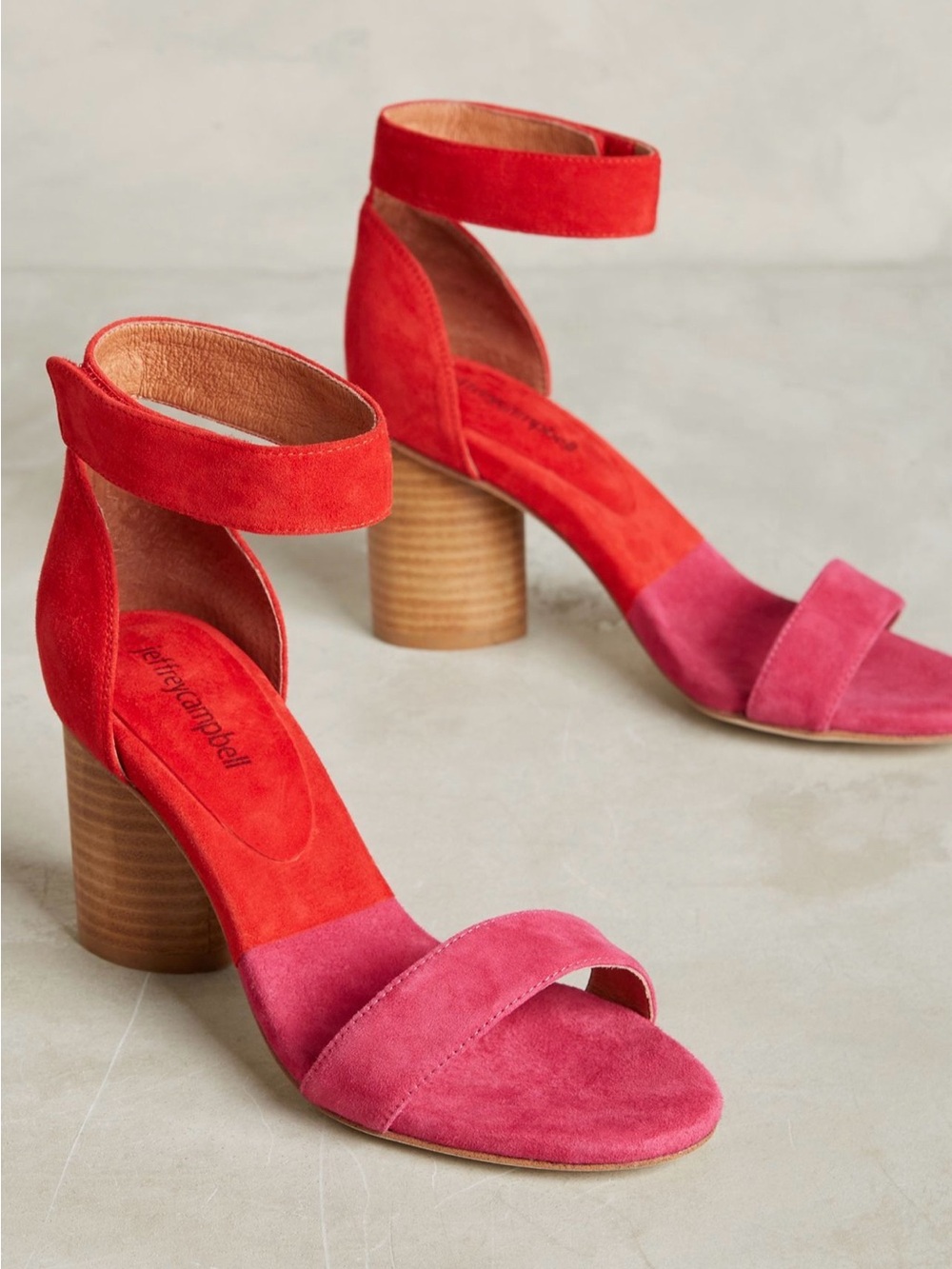 Jeffrey Cambell Purdy Red and Fuchsia Ankle Strap Heels NWT Size 6